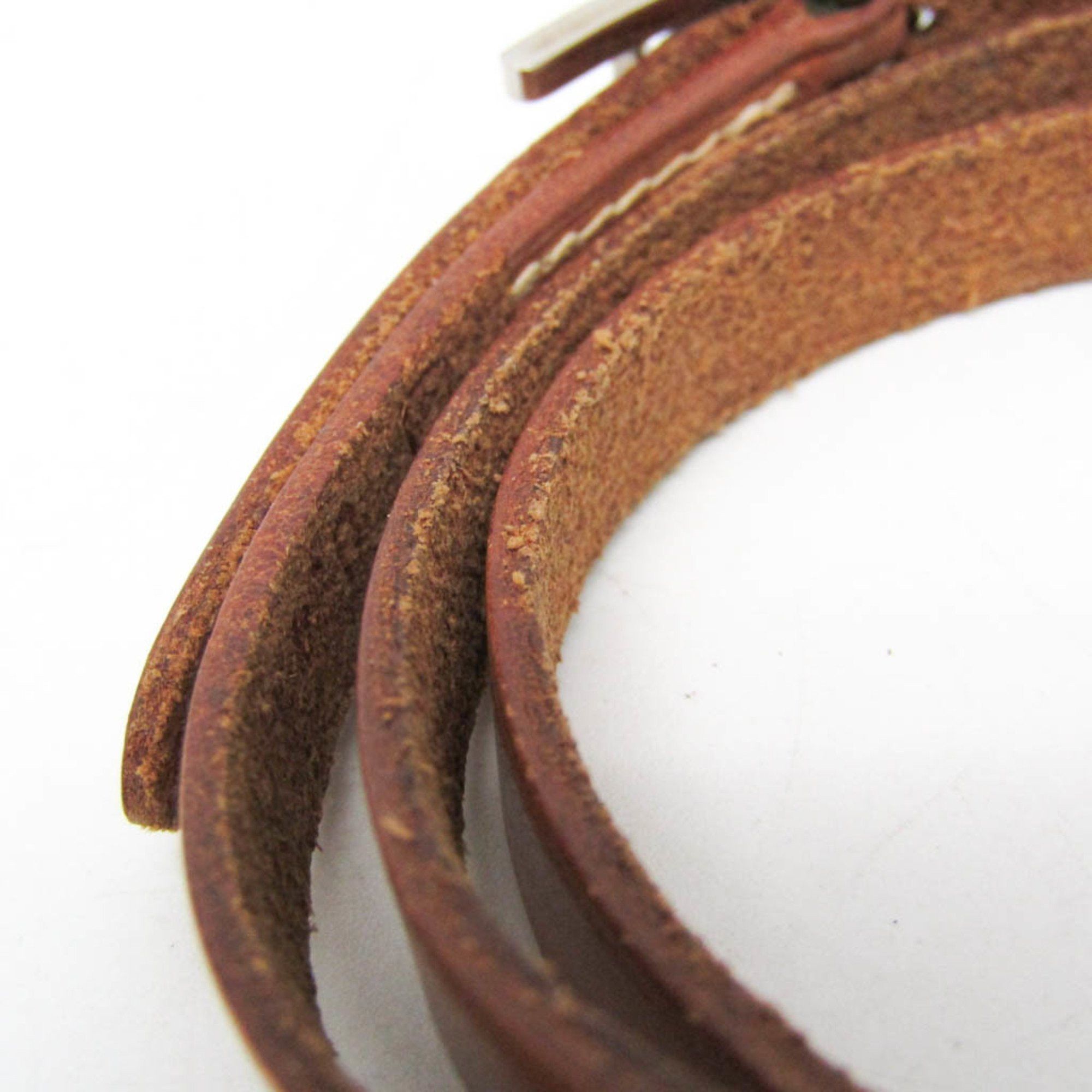 Hermes Hermes Hapi Choker Leather,Metal Bangle Brown,Silver Size ONE SIZE - 7 Thumbnail