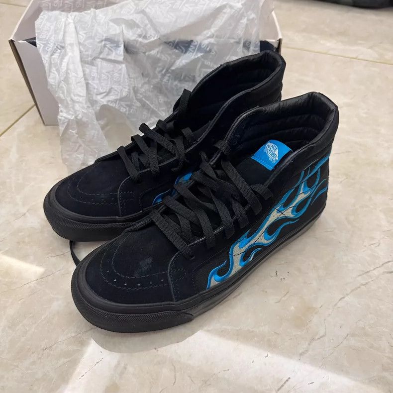 Wtaps High Top Black Blue Flame Skate Shoes Size US 7.5 / EU 40-41 - 2 Thumbnail