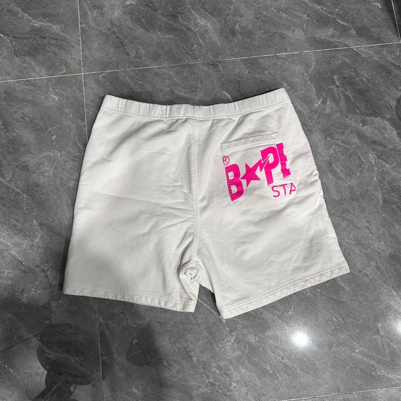 Bape Bape Sta White Pink Star Athletic Shorts Size US 34 / EU 50 - 2 Thumbnail