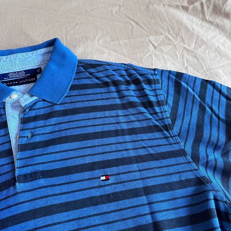 Tommy Hilfiger Tommy Hilfiger Striped Black Blue Short Sleeve Polo Size US XL / EU 56 / 4 - 2 Thumbnail