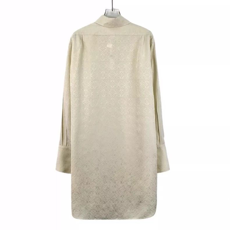 Loewe Beige Logo Embroidered Silk Long Sleeve Shirt Size US XXS / EU 40 - 2 Thumbnail