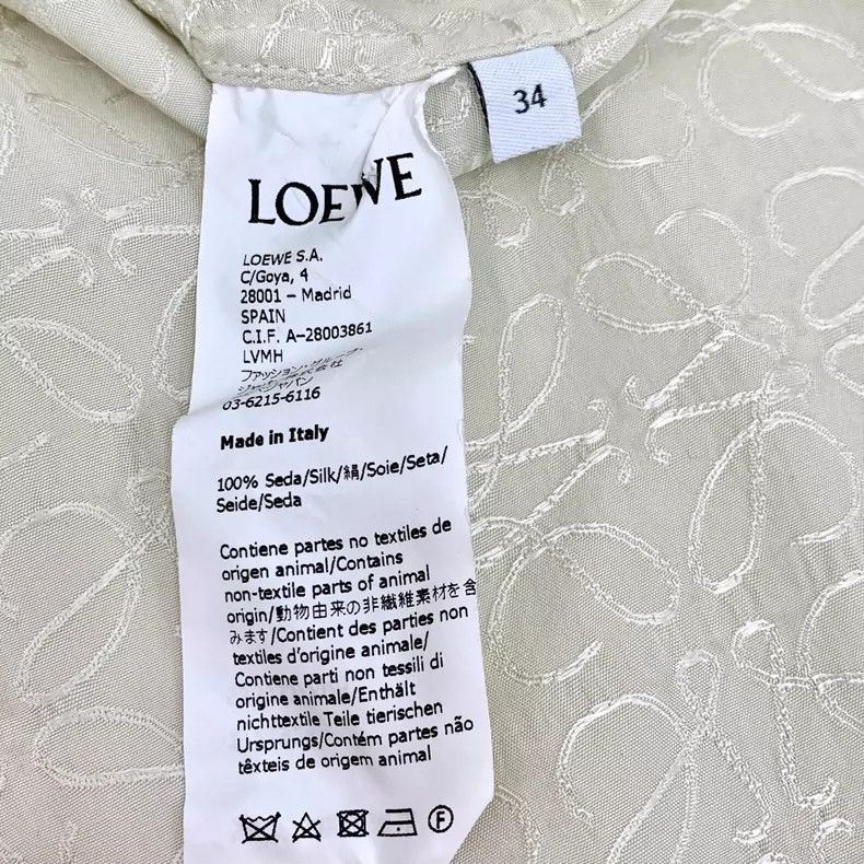 Loewe Beige Logo Embroidered Silk Long Sleeve Shirt Size US XXS / EU 40 - 6 Thumbnail