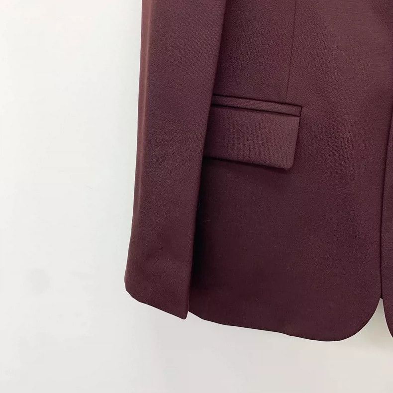 Bottega Veneta Bottega Veneta Burgundy Wool Long Sleeve Blazer Size US S / EU 44-46 / 1 - 4 Thumbnail