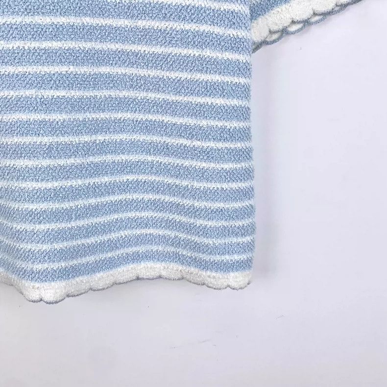 Miu Miu Miu Miu Blue Striped Logo Knit Top Size US L / EU 52-54 / 3 - 5 Thumbnail
