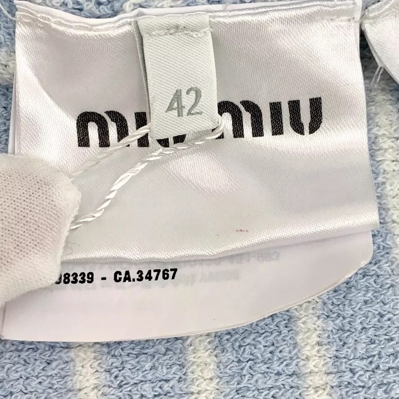 Miu Miu Miu Miu Blue Striped Logo Knit Top Size US L / EU 52-54 / 3 - 7 Thumbnail
