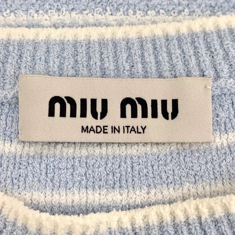 Miu Miu Miu Miu Blue Striped Logo Knit Top Size US L / EU 52-54 / 3 - 6 Thumbnail