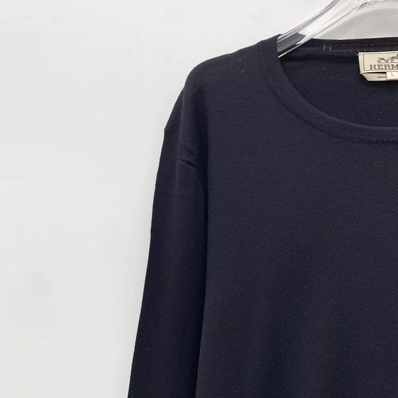 Hermes Black Wool Round Neck Long Sleeve Sweater Size US L / EU 52-54 / 3 - 3 Thumbnail