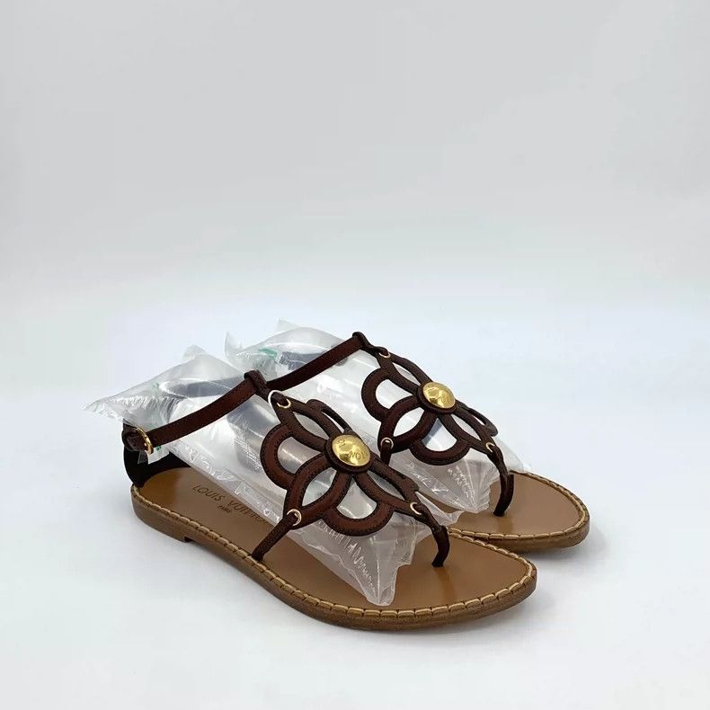 Louis Vuitton Louis Vuitton Brown Design Flat Sandals Size US 5.5 / EU 38 - 2 Thumbnail