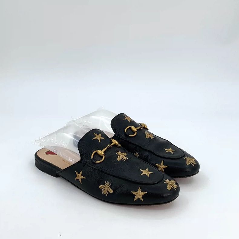 Gucci Black Gucci Star Bee Embroidered Slip-On Shoes Size US 10 / EU 43 - 2 Thumbnail