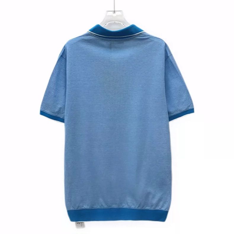 Loro Piana Loro Piana Blue Cotton Short Sleeve Polo Shirt Size US L / EU 52-54 / 3 - 2 Thumbnail