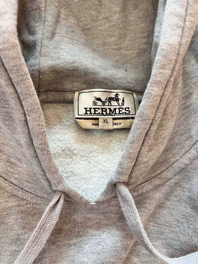 Hermes Hermes Gray Hooded Sweatshirt with Horse Print Size US XL / EU 56 / 4 - 4 Thumbnail