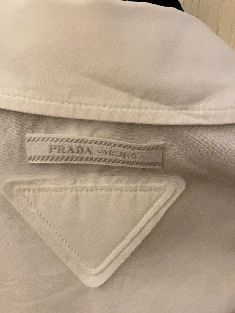 Prada White Classic Short Sleeve Ruffled Shirt Size US M / EU 48-50 / 2 - 4 Thumbnail