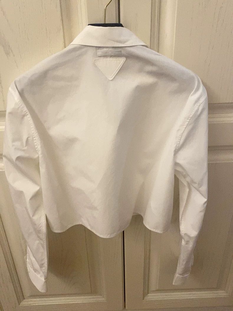 Prada White Classic Short Sleeve Ruffled Shirt Size US M / EU 48-50 / 2 - 3 Thumbnail