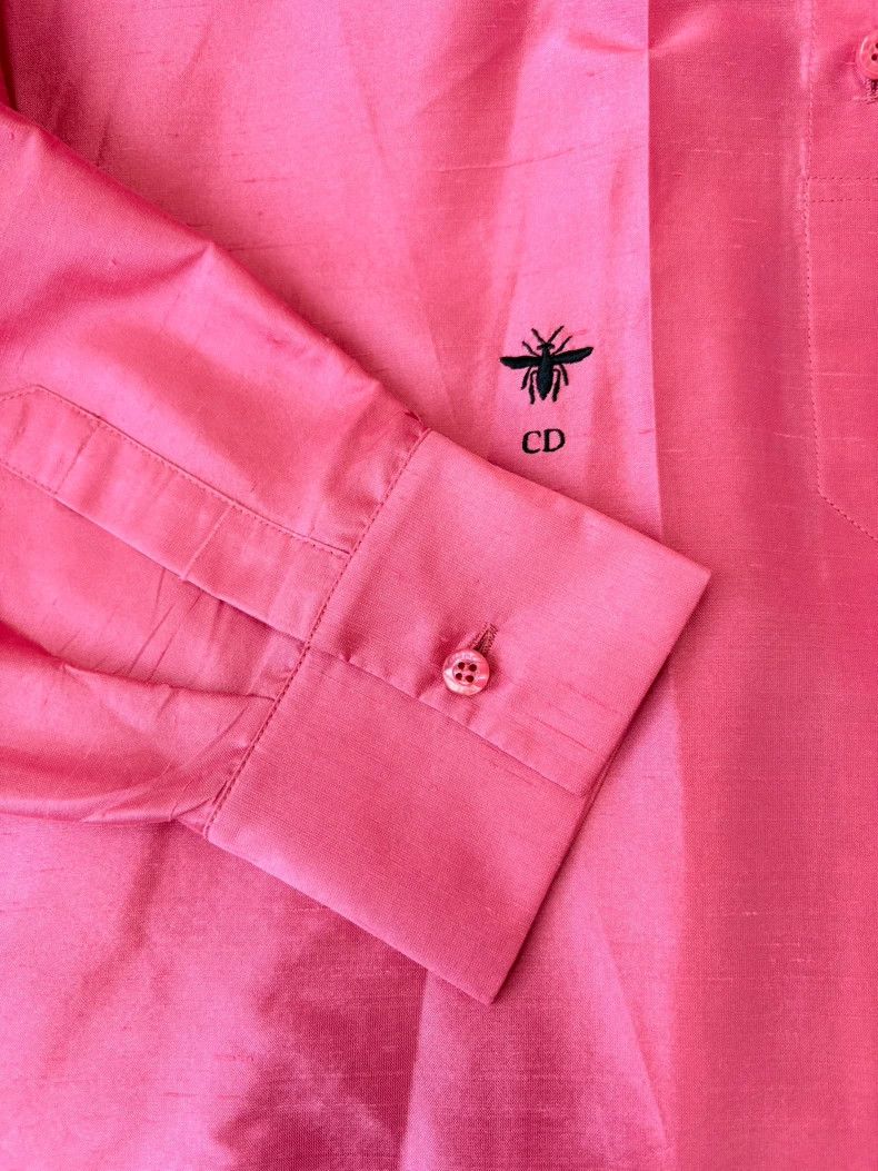 Dior Pink Silk Embroidered Shirt with Tags Size US L / EU 52-54 / 3 - 7 Thumbnail