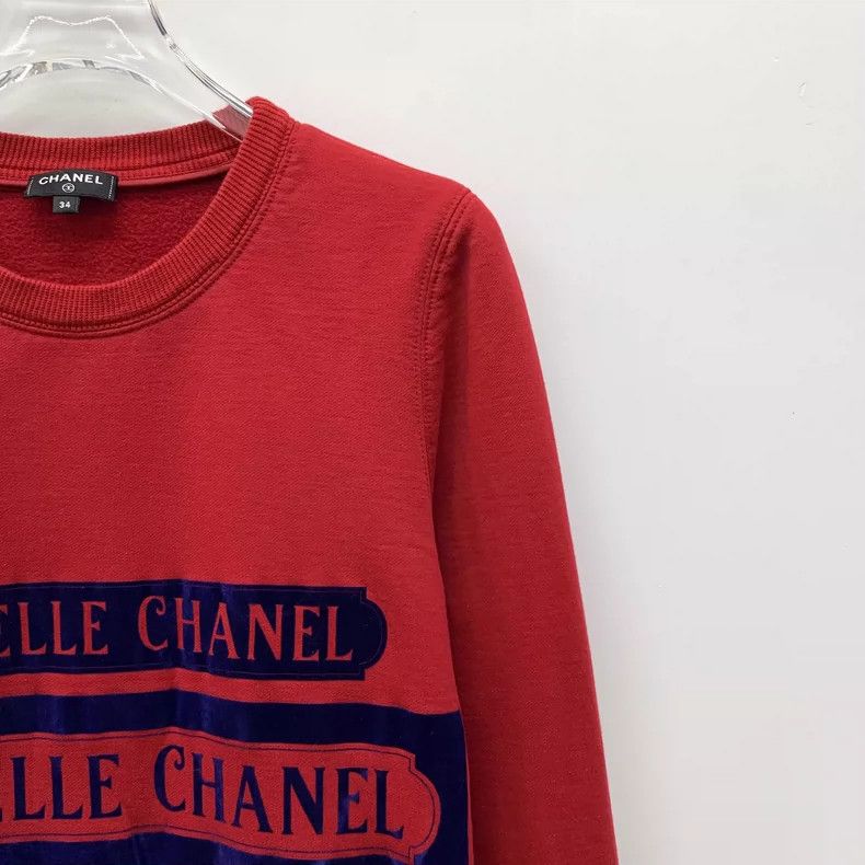 Chanel Red Chanel Graphic Cotton Long Sleeve Sweatshirt Size US XXS / EU 40 - 3 Thumbnail