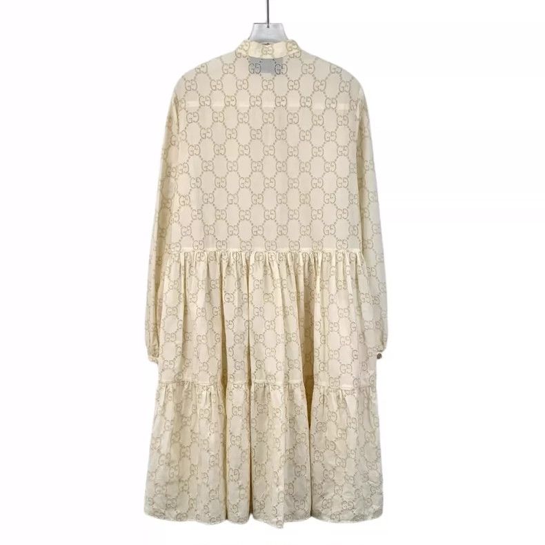 Gucci Gucci Beige Logo Long Sleeve Dress Size US S / EU 44-46 / 1 - 2 Thumbnail