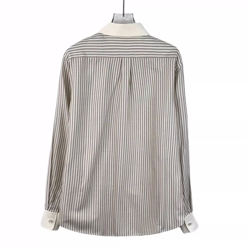 Celine Celine Striped Silk Long Sleeve Button-Up Shirt Size US XS / EU 42 / 0 - 2 Thumbnail