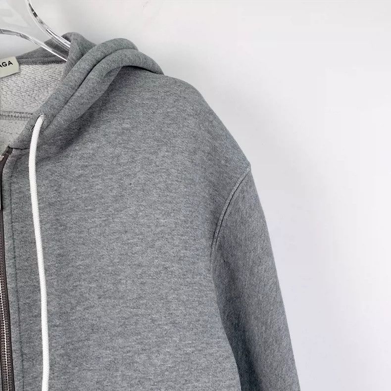 Balenciaga Gray Cotton Hooded Zip Sweatshirt Jacket Size US S / EU 44-46 / 1 - 3 Thumbnail