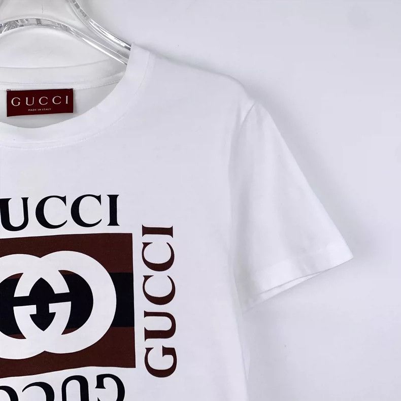 Gucci Gucci White Logo Print Cotton T-Shirt Size US XS / EU 42 / 0 - 3 Thumbnail