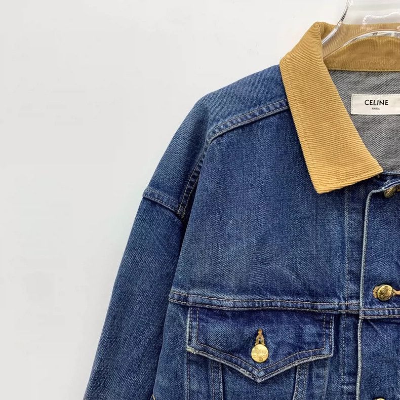 Celine Blue Denim Jacket with Embroidered Letters Size US M / EU 48-50 / 2 - 3 Thumbnail