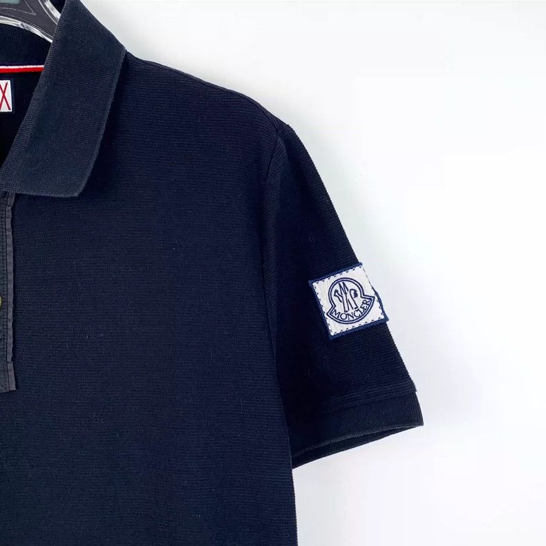 Moncler Moncler Navy Logo Polo Shirt with Button Detail Size US M / EU 48-50 / 2 - 3 Thumbnail