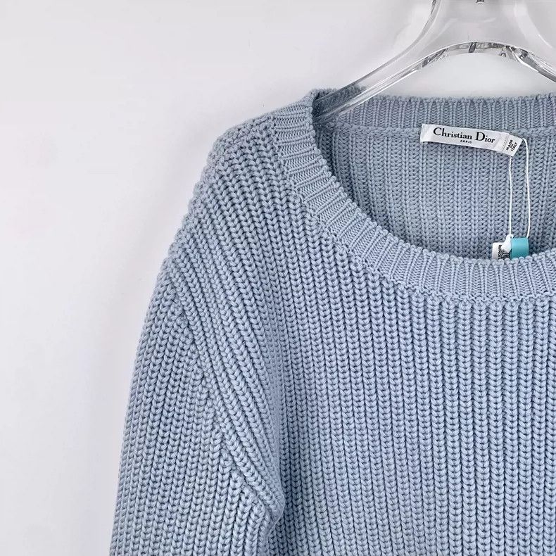 Dior Blue Wool Knitted Long Sleeve Sweater Size US XXS / EU 40 - 3 Thumbnail