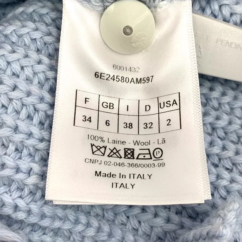 Dior Blue Wool Knitted Long Sleeve Sweater Size US XXS / EU 40 - 6 Thumbnail