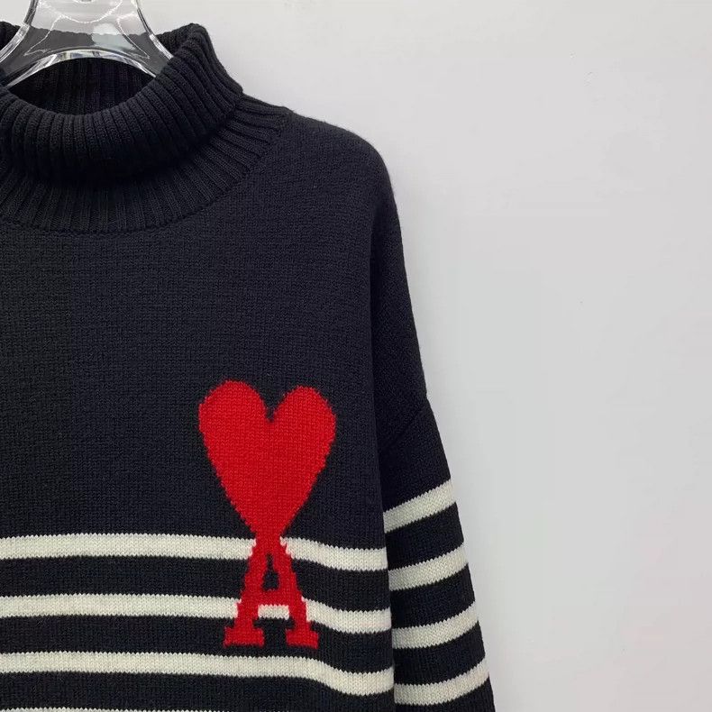 AMI Wool Turtleneck Sweater with Heart Design Size US S / EU 44-46 / 1 - 3 Thumbnail