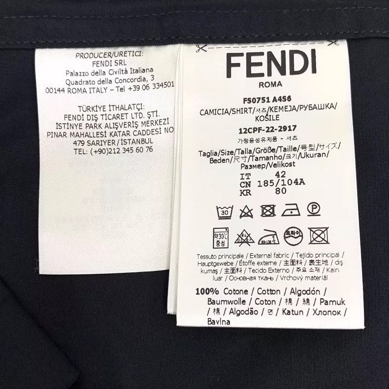 Fendi Black Long Sleeve Shirt with Logo Collar Size US M / EU 48-50 / 2 - 7 Thumbnail