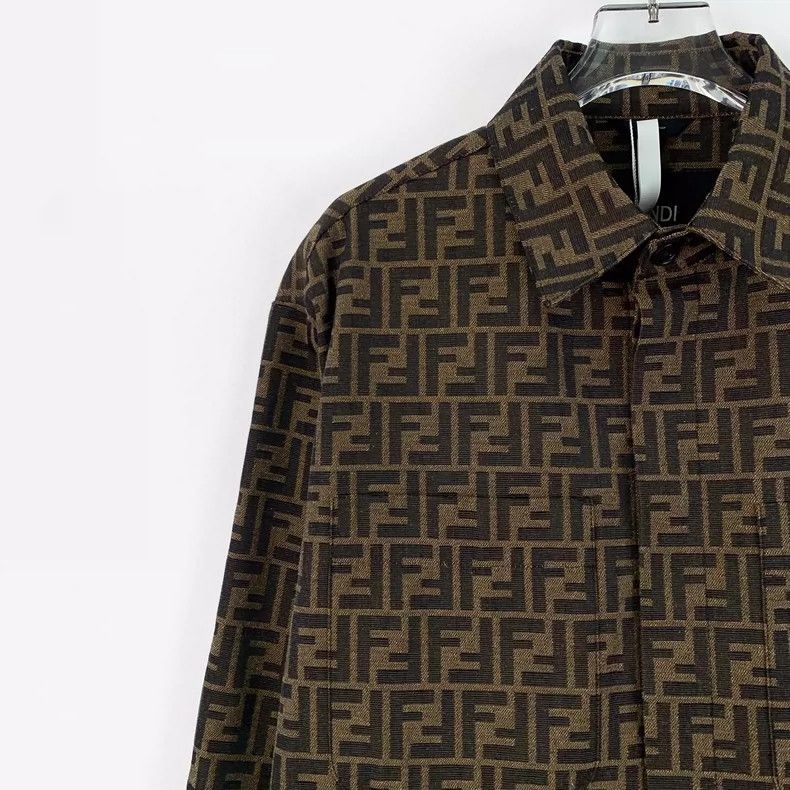 Fendi Fendi Brown Logo Print Long Sleeve Shirt Size US M / EU 48-50 / 2 - 3 Thumbnail