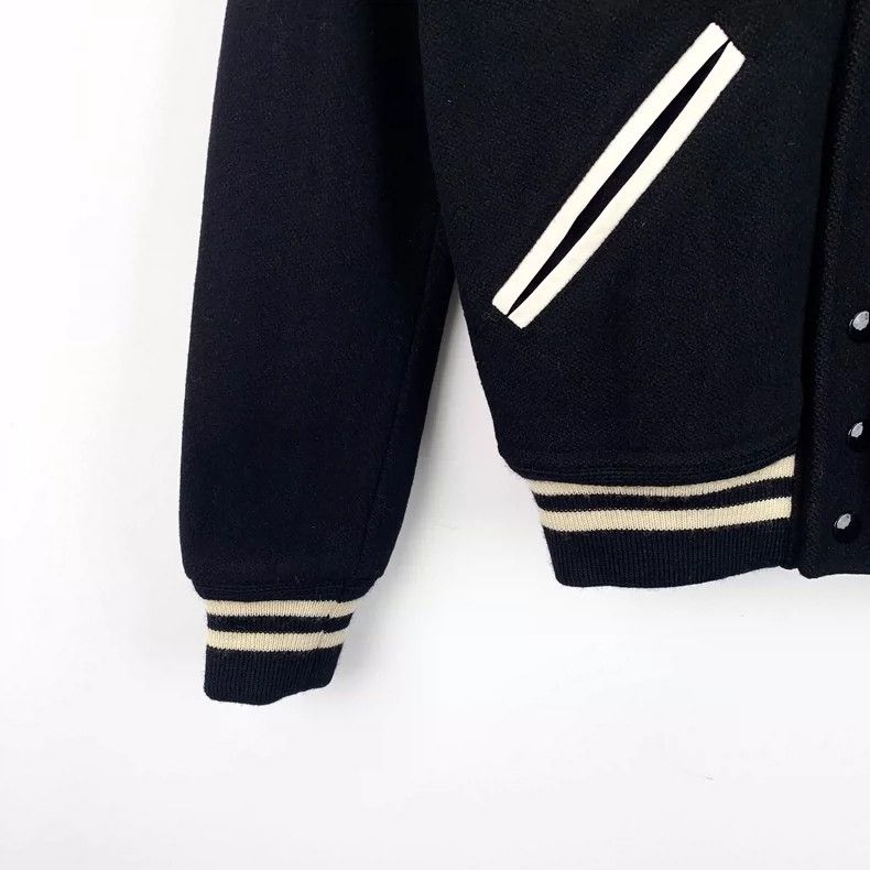 Saint Laurent Paris Saint Laurent Black Striped Baseball Jacket Size US M / EU 48-50 / 2 - 4 Thumbnail