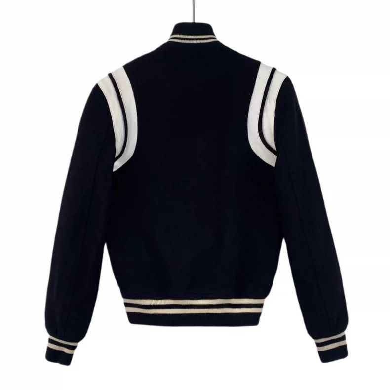 Saint Laurent Paris Saint Laurent Black Striped Baseball Jacket Size US M / EU 48-50 / 2 - 2 Thumbnail