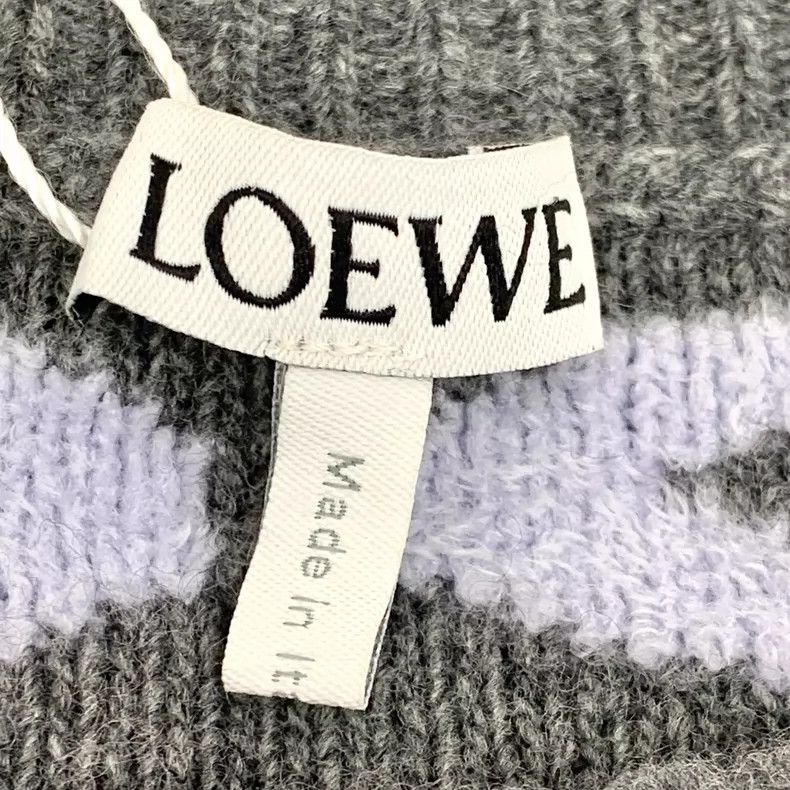 Loewe Gray Logo Print Wool Sweater with Long Sleeves Size US S / EU 44-46 / 1 - 5 Thumbnail