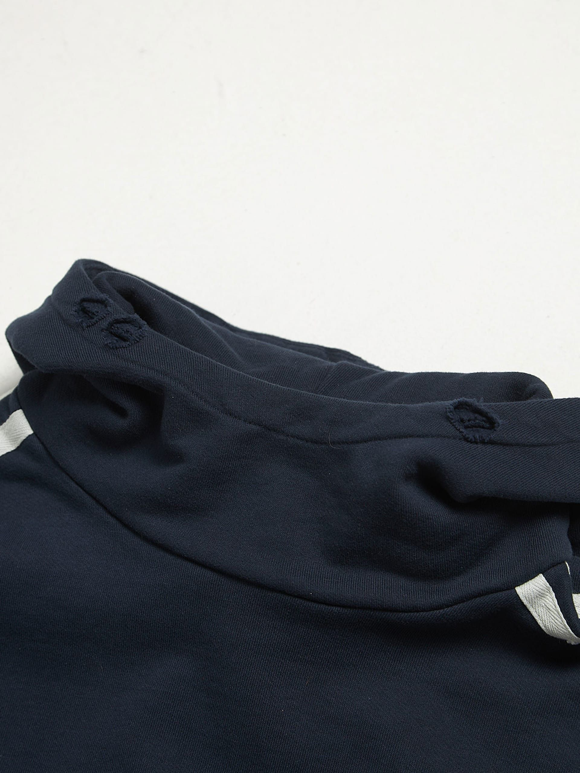 Greg Lauren Navy Denim Patched Striped Distressed Cotton Hoodie Size US S / EU 44-46 / 1 - 3 Thumbnail