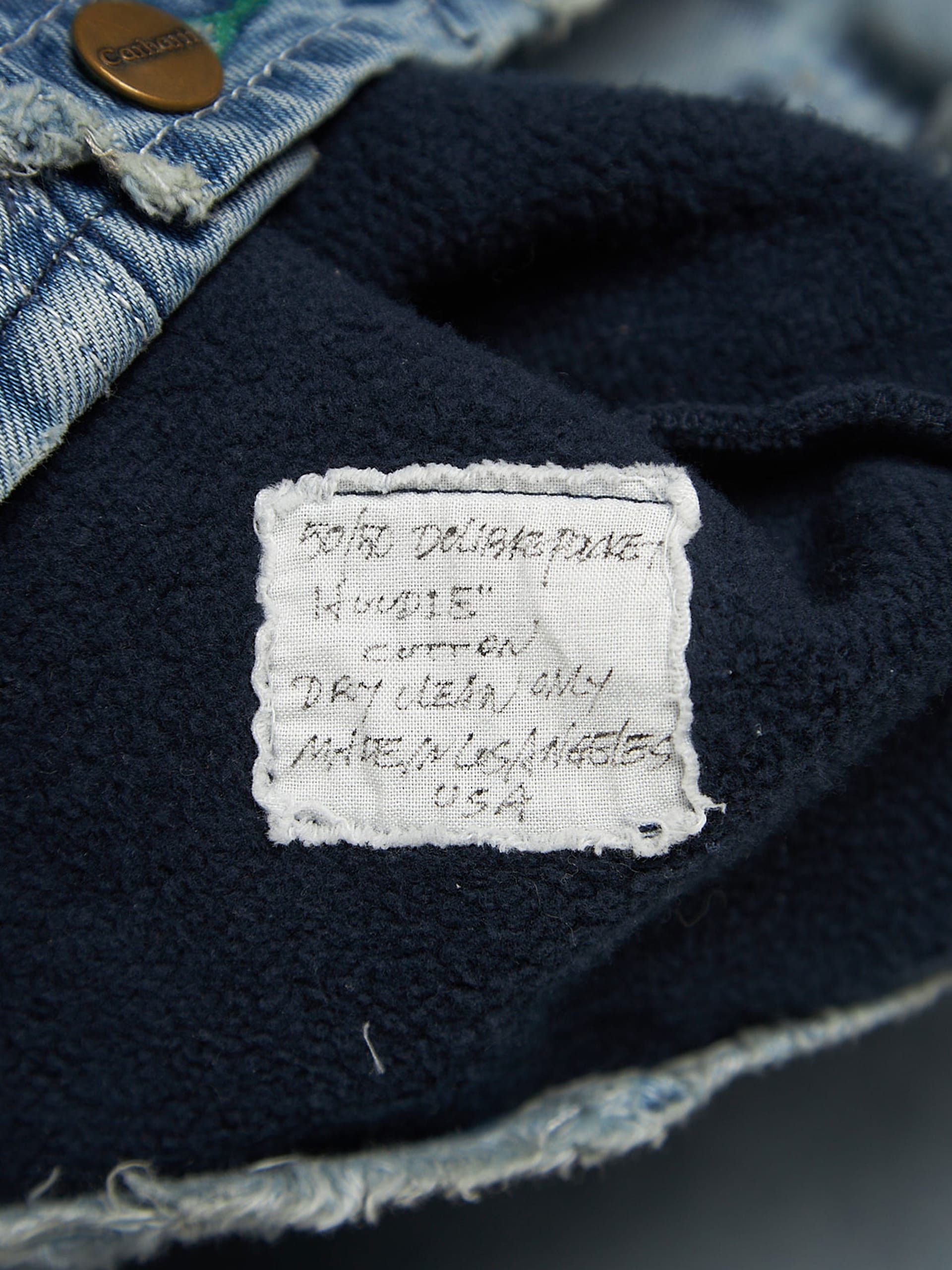 Greg Lauren Navy Denim Patched Striped Distressed Cotton Hoodie Size US S / EU 44-46 / 1 - 4 Thumbnail