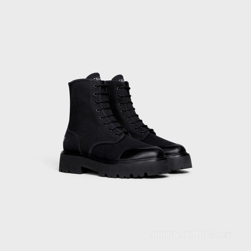 Celine bulky lace-up boots in canvas&shiny bull Size US 6 / EU 39 - 2 Thumbnail