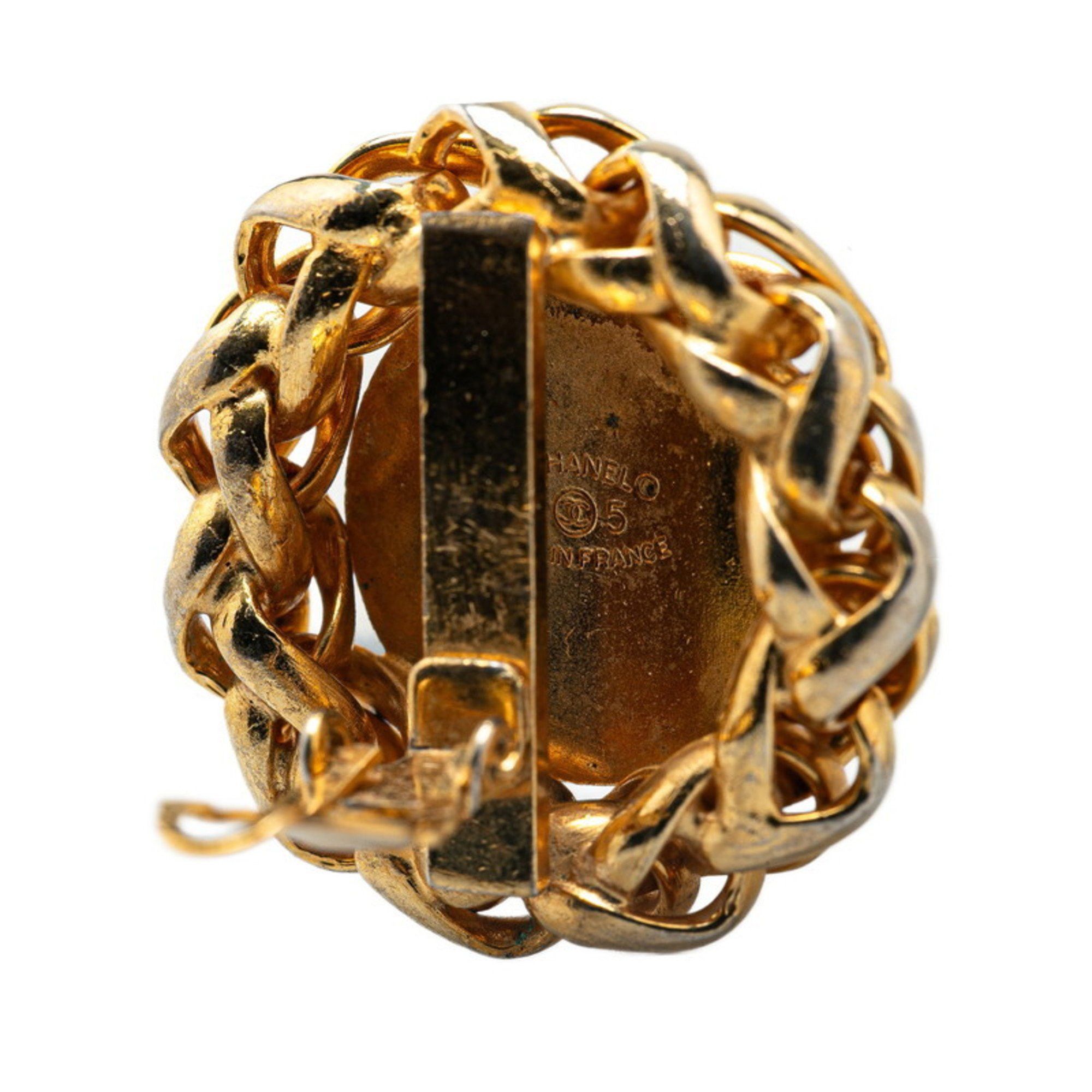 Chanel Chanel Coco Mark Earrings with Rice Motif, Gold Plated, Women's, CHANEL Size ONE SIZE - 3 Thumbnail