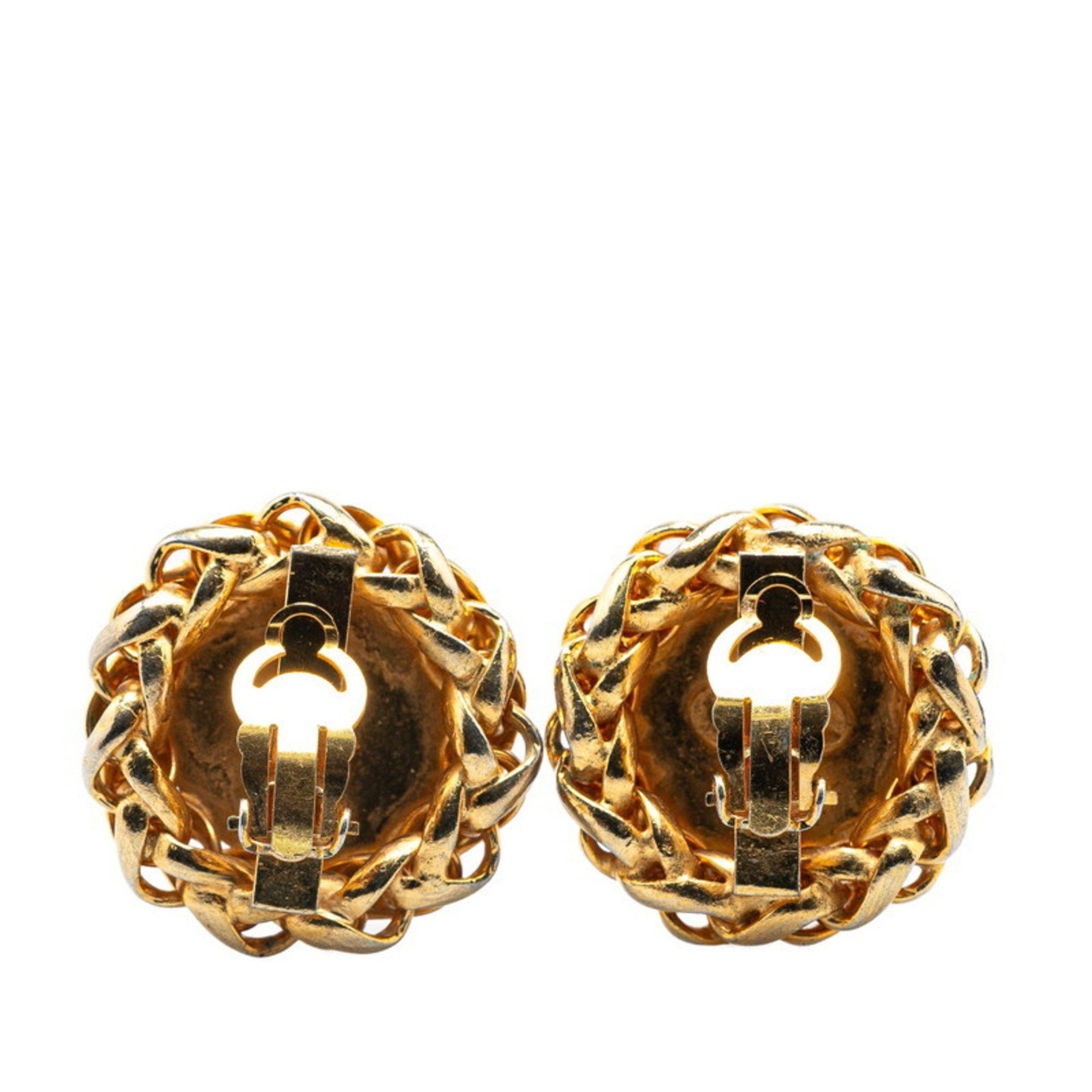 Chanel Chanel Coco Mark Earrings with Rice Motif, Gold Plated, Women's, CHANEL Size ONE SIZE - 2 Thumbnail