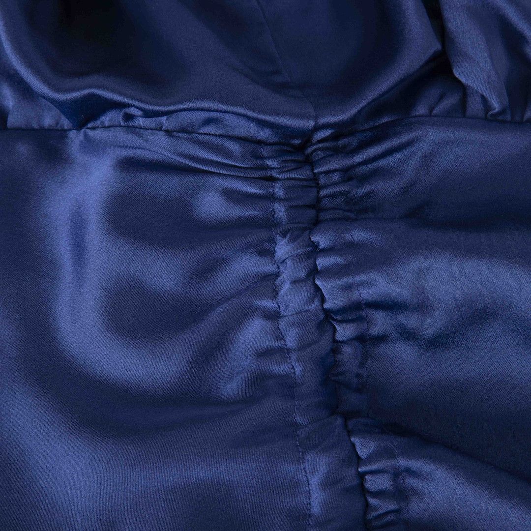 Cinq a Sept Blue Silk Ruched Midi Dress Size M / US 6-8 / IT 42-44 - 3 Thumbnail