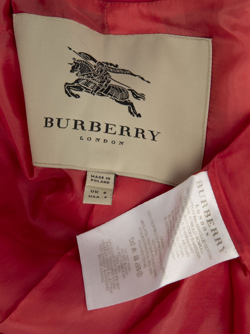Burberry Pink Zip Up Mid Length Coat Size S / US 4 / IT 40 - 9 Thumbnail
