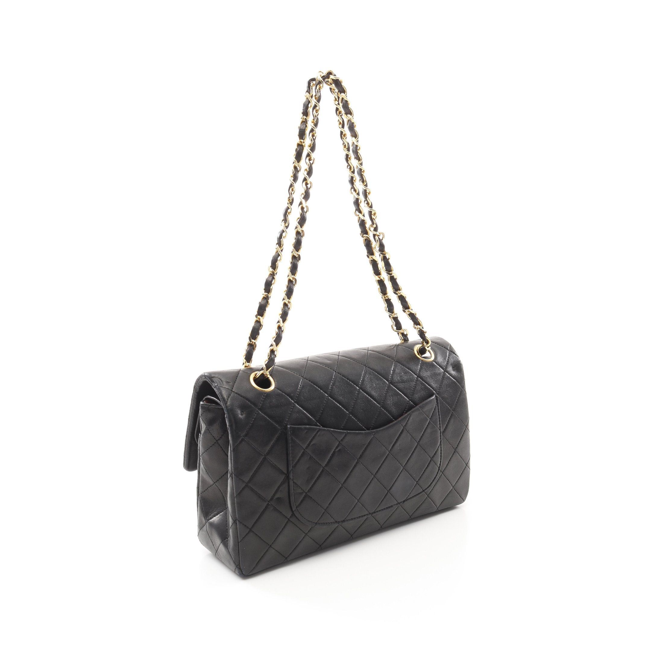 Chanel Chanel Matelasse Double Flap Chain Shoulder Bag Lambskin Black Gold Hardware Size ONE SIZE - 2 Thumbnail