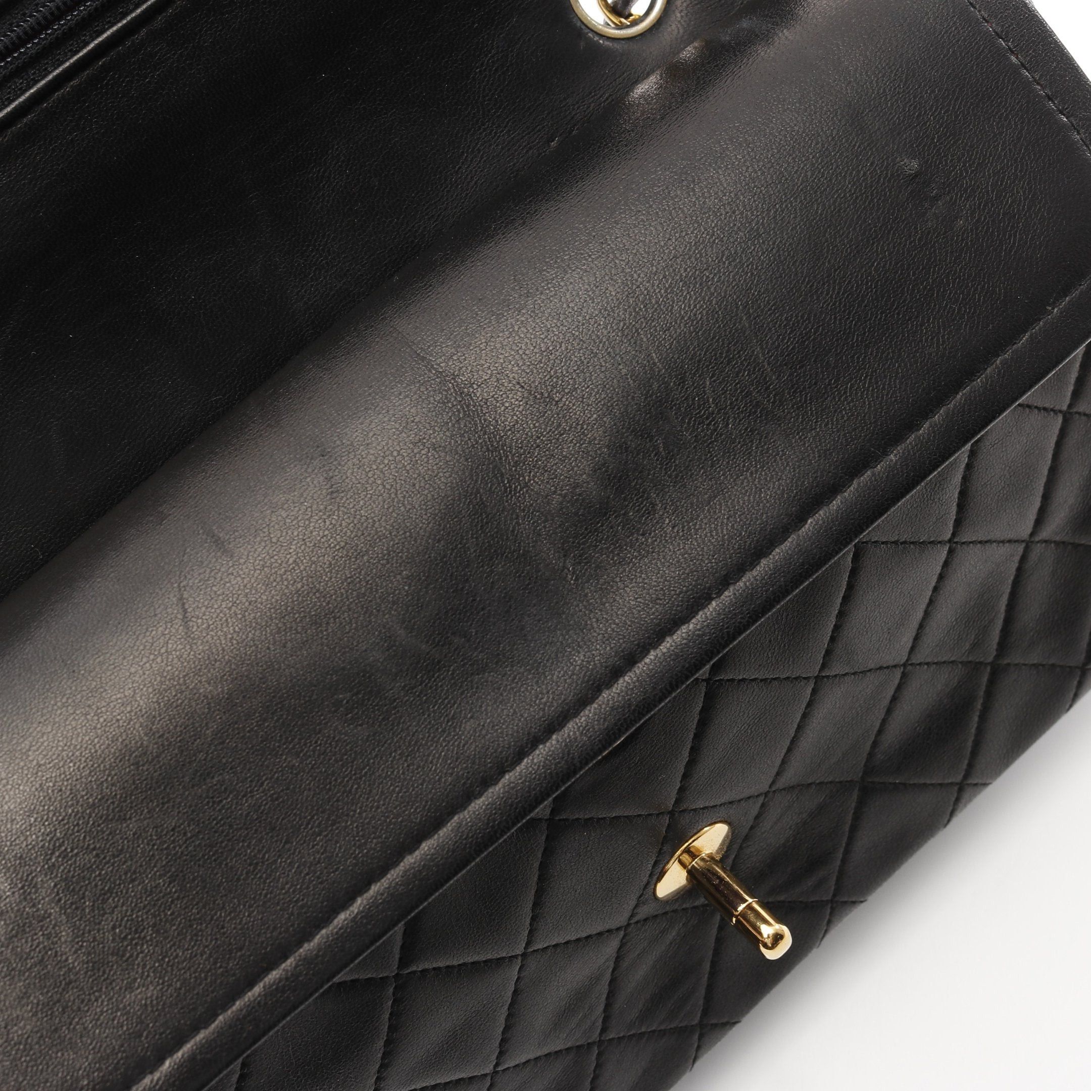 Chanel Chanel Matelasse Double Flap Chain Shoulder Bag Lambskin Black Gold Hardware Size ONE SIZE - 9 Thumbnail