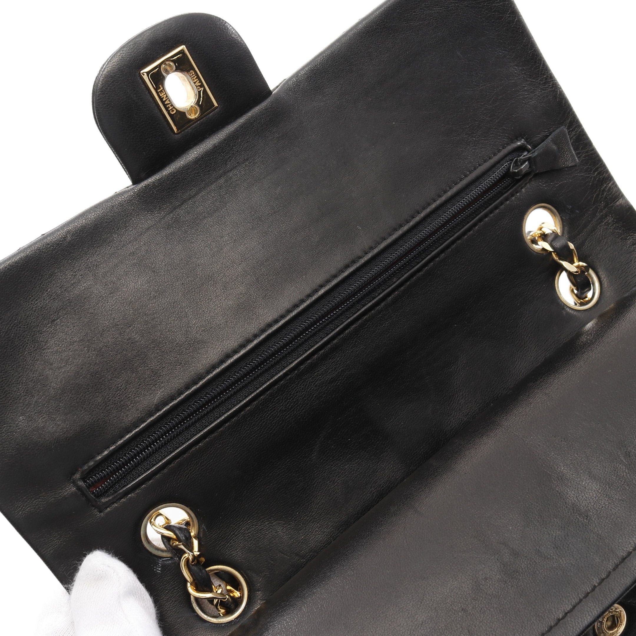 Chanel Chanel Matelasse Double Flap Chain Shoulder Bag Lambskin Black Gold Hardware Size ONE SIZE - 10 Thumbnail