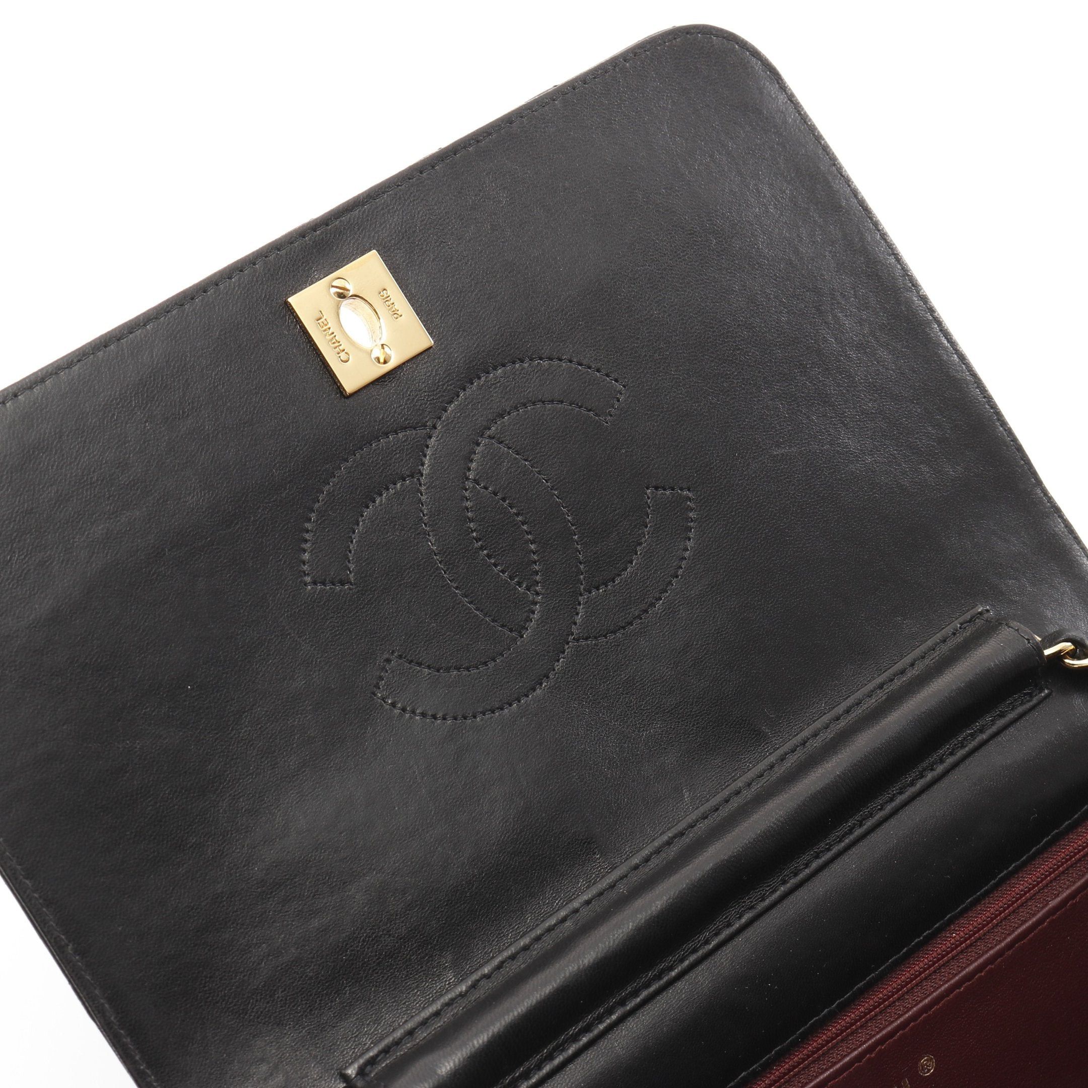 Chanel Chanel Matelasse Full Flap Chain Shoulder Bag Lambskin Black Gold Hardware Size ONE SIZE - 10 Thumbnail