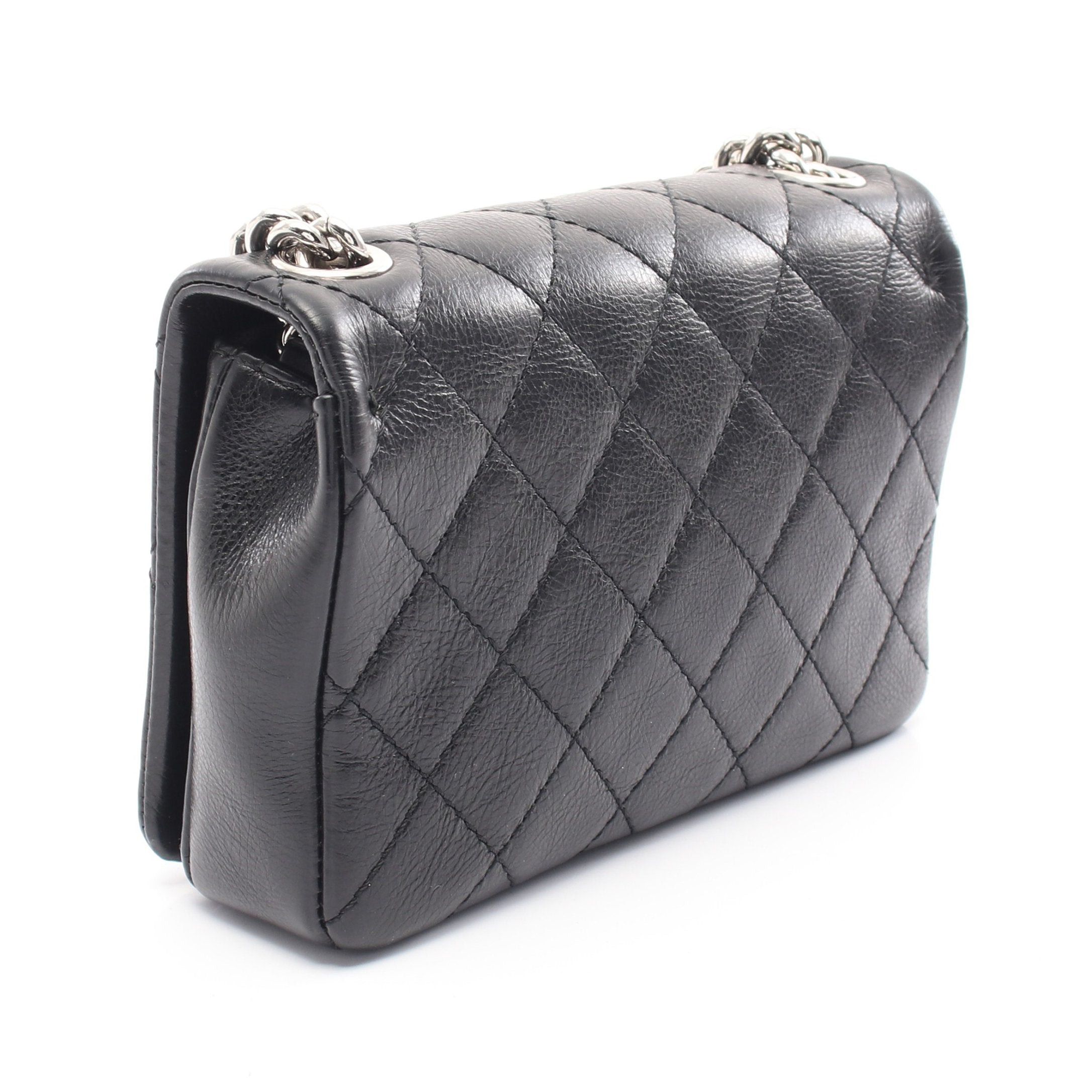 Chanel Chanel Matelasse Single Flap Chain Shoulder Bag Leather Black Silver Hardware Size ONE SIZE - 2 Thumbnail