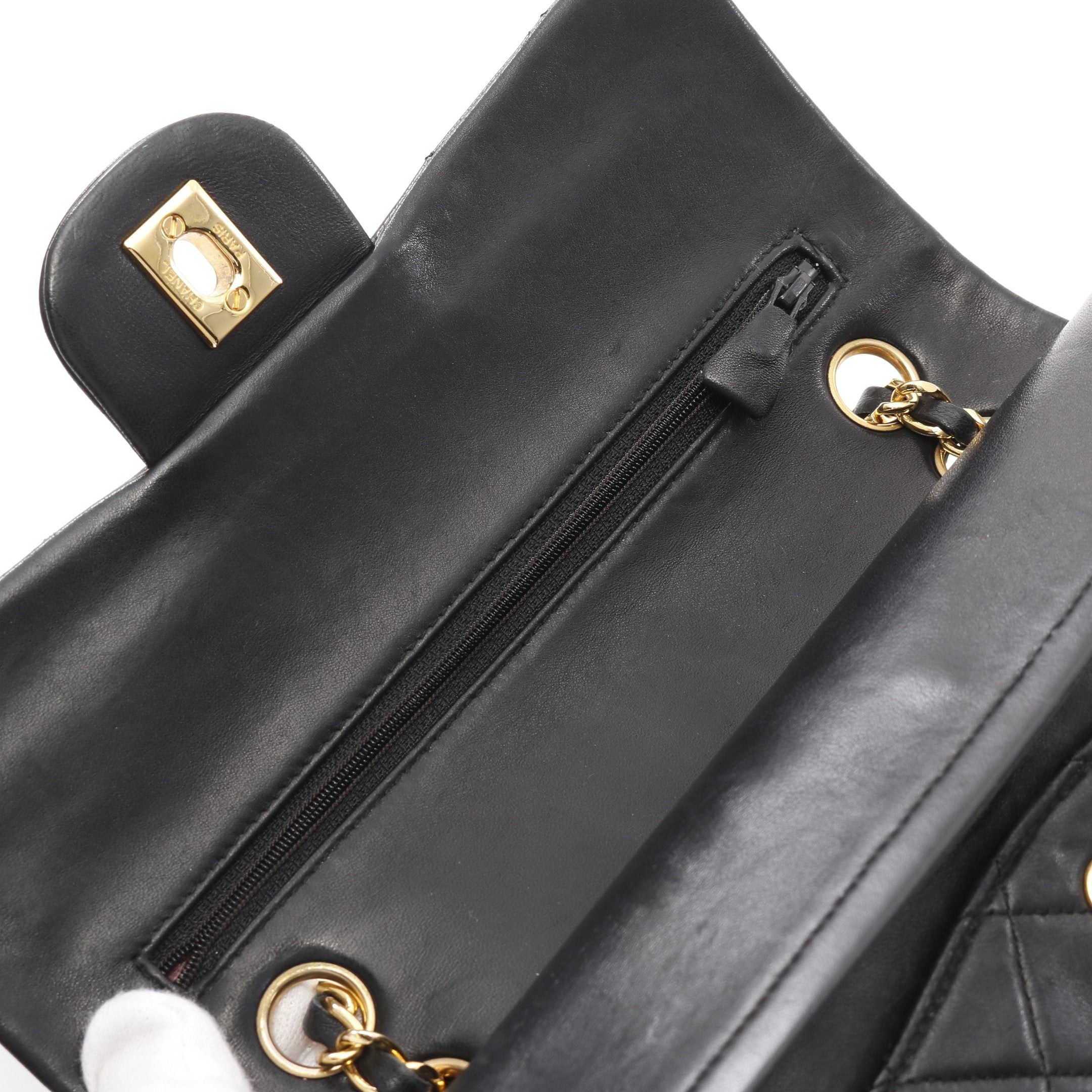 Chanel Chanel Matelasse Double Flap Chain Shoulder Bag Lambskin Black Gold Hardware Size ONE SIZE - 10 Thumbnail