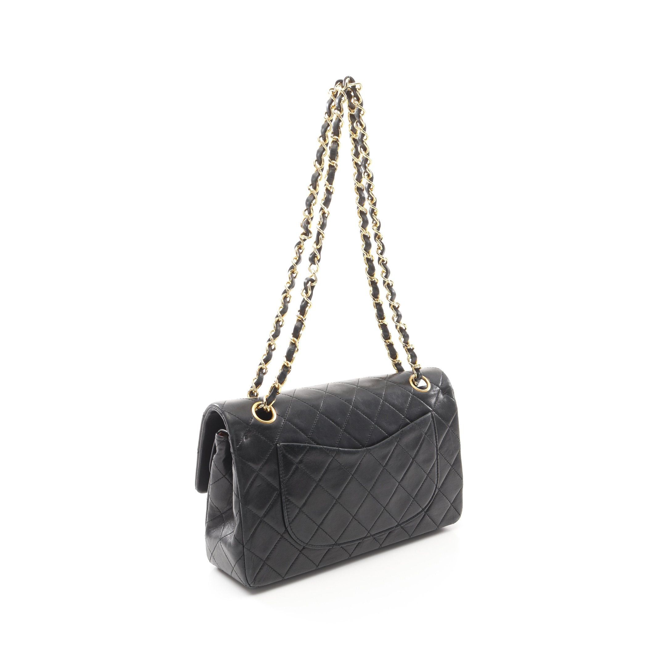 Chanel Chanel Matelasse Double Flap Chain Shoulder Bag Lambskin Black Gold Hardware Size ONE SIZE - 2 Thumbnail