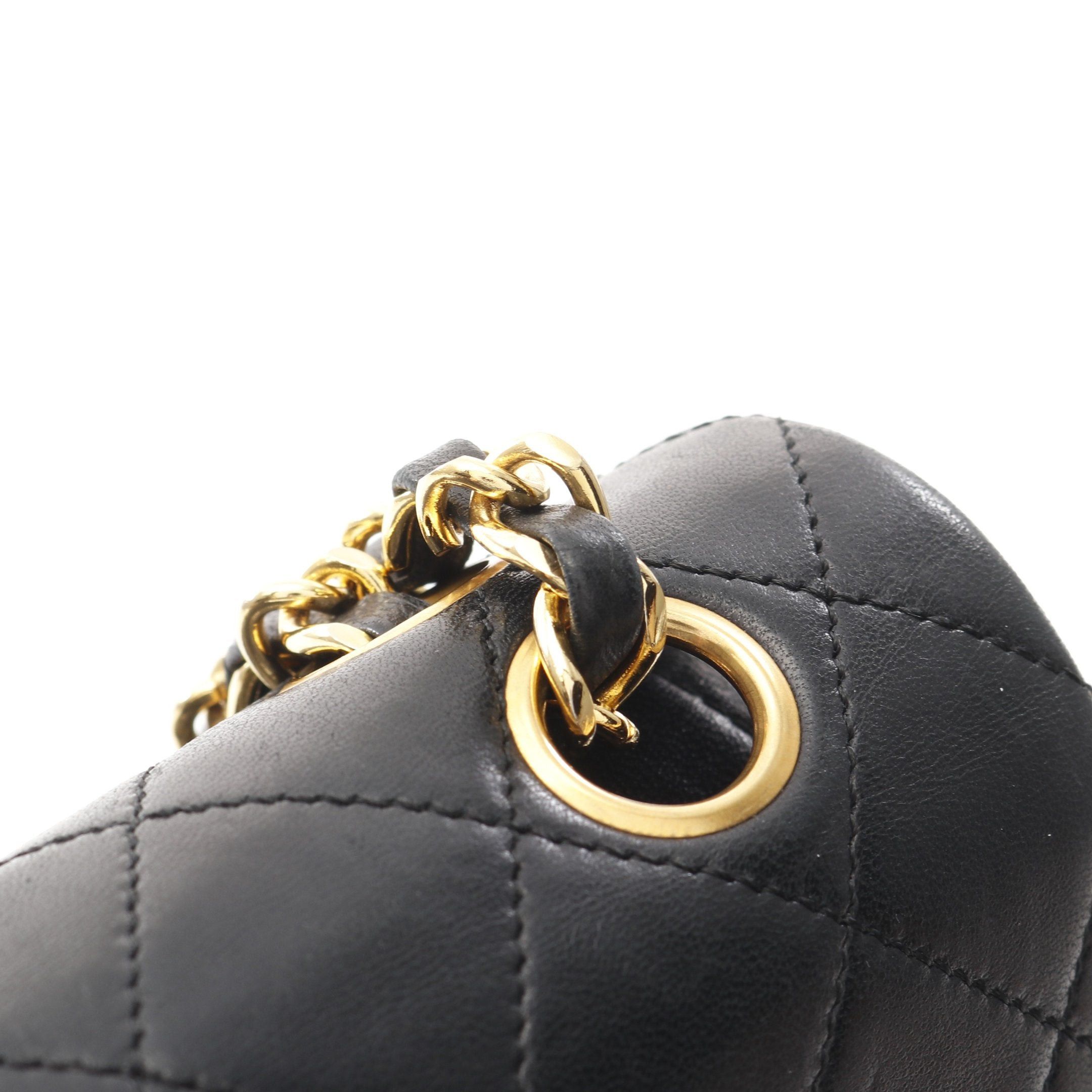 Chanel Chanel Matelasse Double Flap Chain Shoulder Bag Lambskin Black Gold Hardware Size ONE SIZE - 8 Thumbnail