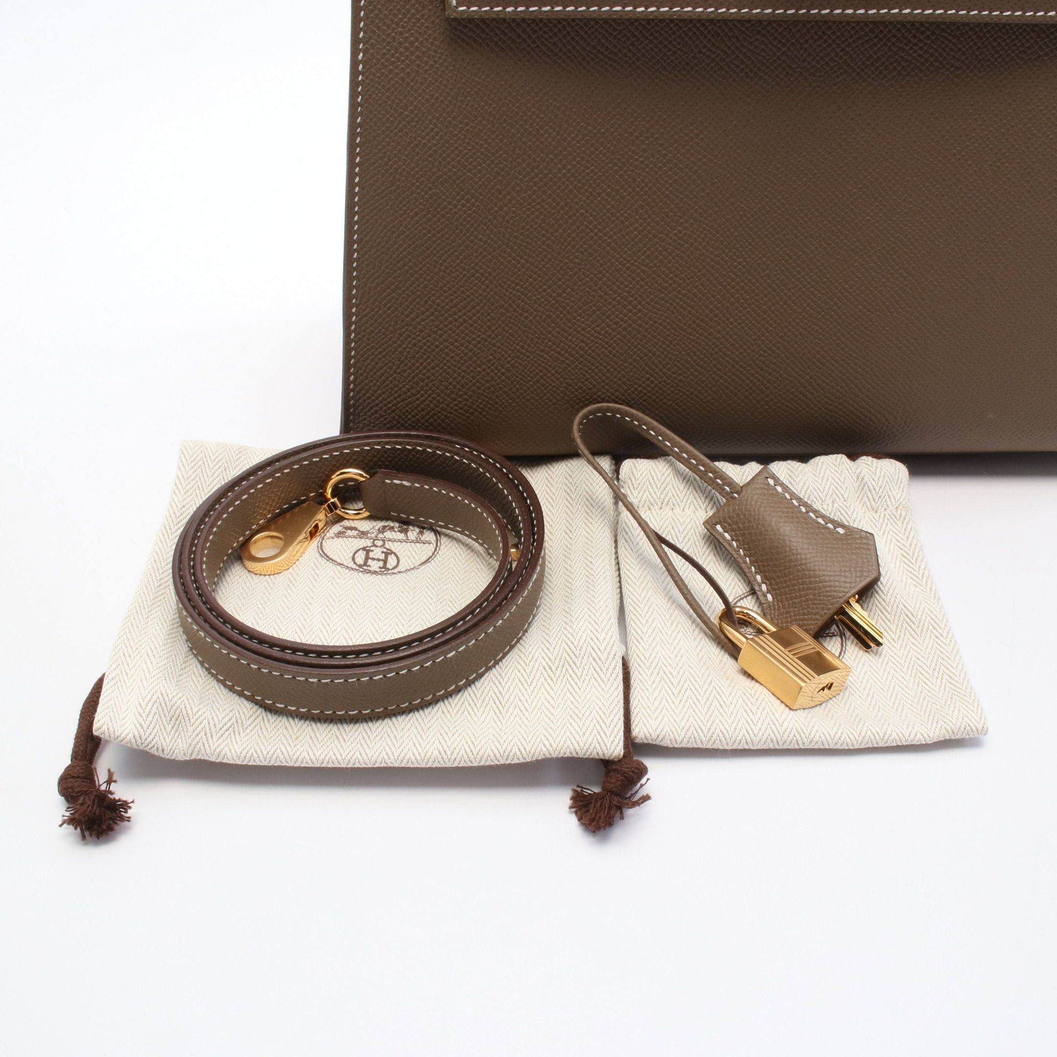 Hermes Hermes Kelly 25 Etoupe Handbag Veau Epsom Gray Brown Gold Hardware Outside Sewing B Stamp Size ONE SIZE - 6 Thumbnail