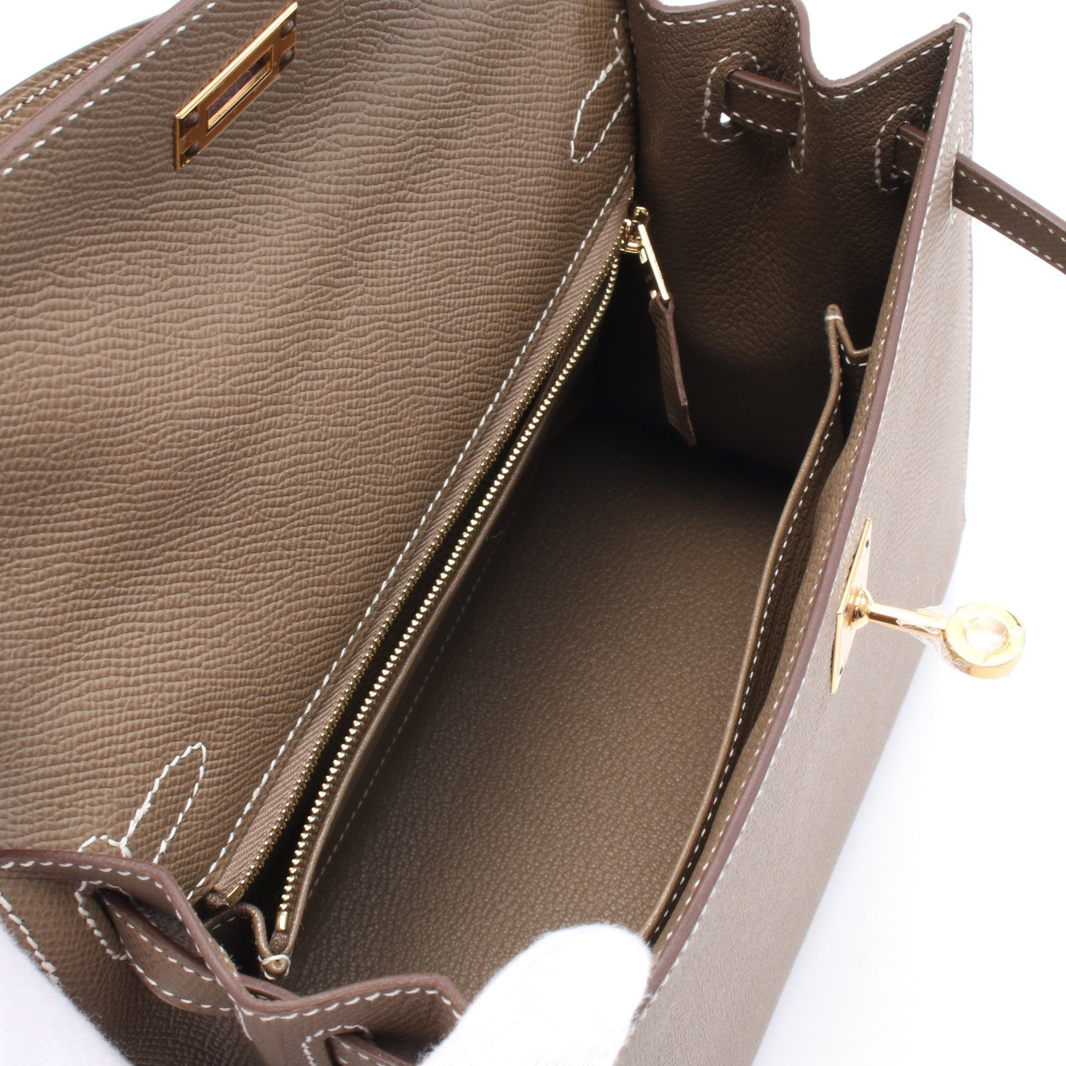 Hermes Hermes Kelly 25 Etoupe Handbag Veau Epsom Gray Brown Gold Hardware Outside Sewing B Stamp Size ONE SIZE - 3 Thumbnail